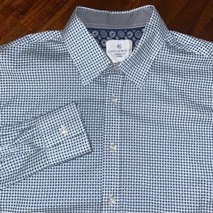 NEW Con.struct White Blue Print Hybrid Modern Fit Long Sleeve Button Up Shirt